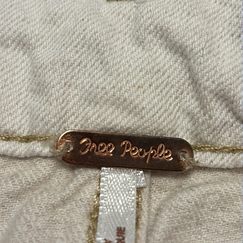 Free People Splendor In the Grass Skirt Paper bag Waist Cream Jean Size 2 - Picture 5 of 11